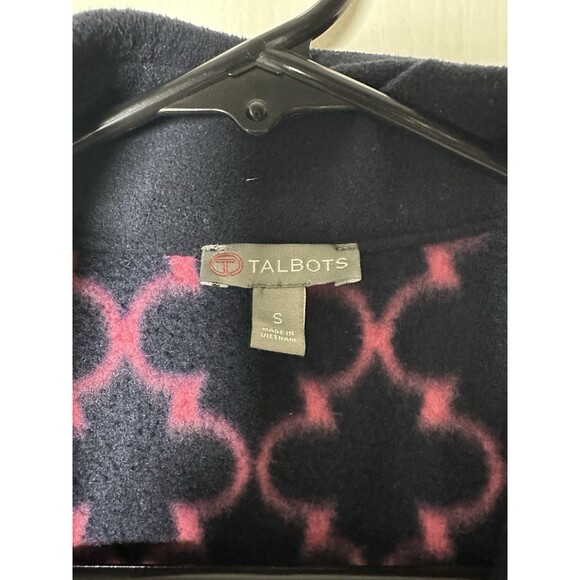 Talbots Fleece Jacket Pink & Navy Women’s Size Medium, Soft With Zip Pockets - Picture 3 of 13